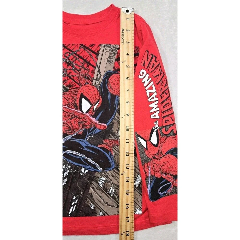 Boys Marvel Spiderman Long Sleeve T Shirt Red XS 4/5